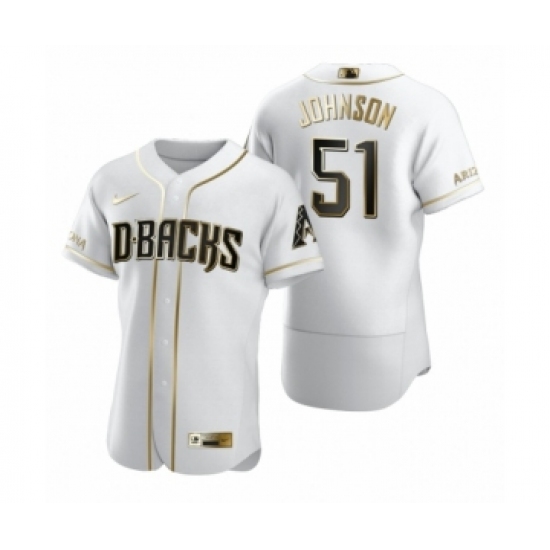 Men's Arizona Diamondbacks #51 Randy Johnson Nike White Authentic Golden Edition Jersey - Ujersey