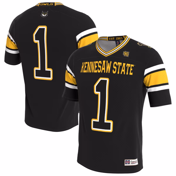 Youth GameDay Greats Kennesaw State Owls Lightweight Collegiate Football Blackout Fashion Jersey - SUjersey01