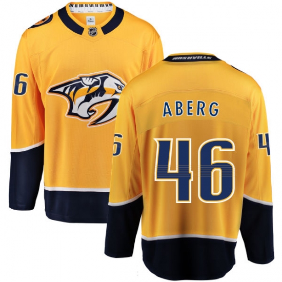 Men's Nashville Predators #46 Pontus Aberg Fanatics Branded Gold Home Breakaway NHL Jersey - Ujersey
