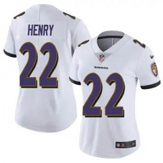 Women Baltimore Ravens #22 Derrick Henry 2023 F U S E White Vapor Limited Football Stitched Jersey - Ujersey