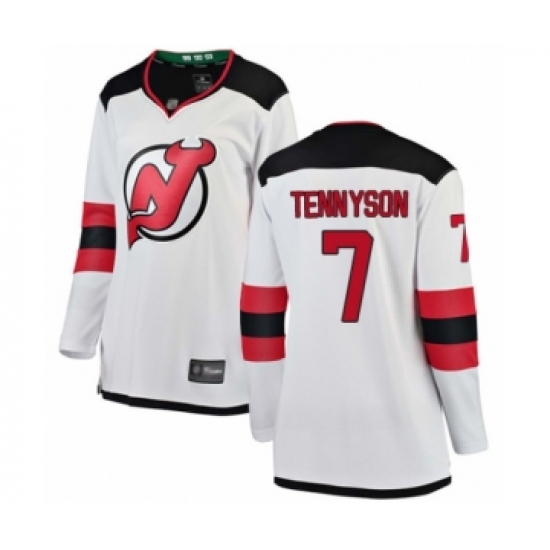 Women's New Jersey Devils #7 Matt Tennyson Fanatics Branded White Away Breakaway Hockey Jersey - Ujersey