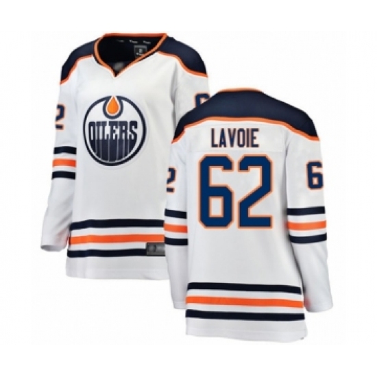 Women's Edmonton Oilers #62 Raphael Lavoie Authentic White Away Fanatics Branded Breakaway Hockey Jersey - Ujersey
