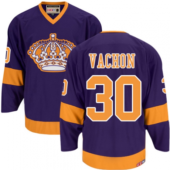 Men's CCM Los Angeles Kings #30 Rogie Vachon Premier Purple Throwback NHL Jersey - Ujersey