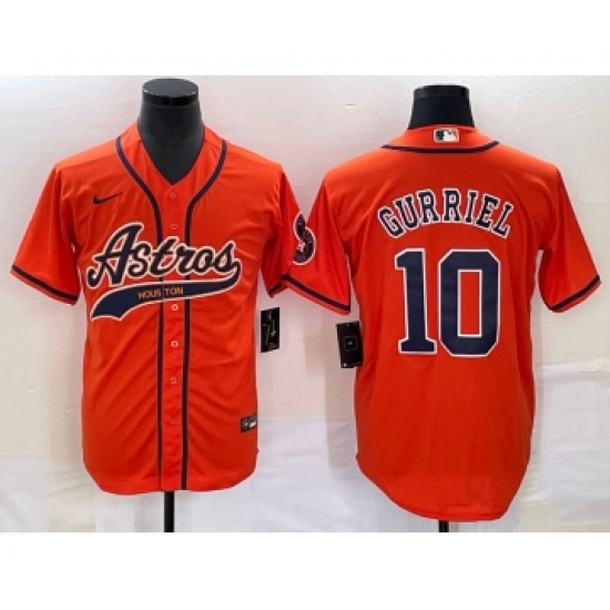 Men's Houston Astros #10 Yuli Gurriel Orange Cool Base Stitched Baseball Jersey - Ujersey