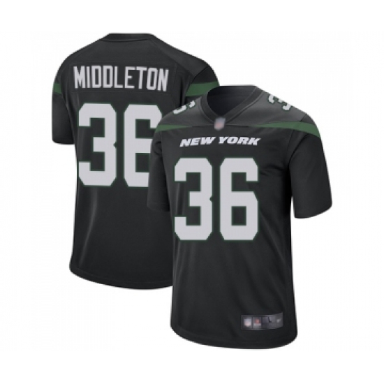 Men's New York Jets #36 Doug Middleton Game Black Alternate Football Jersey - Ujersey