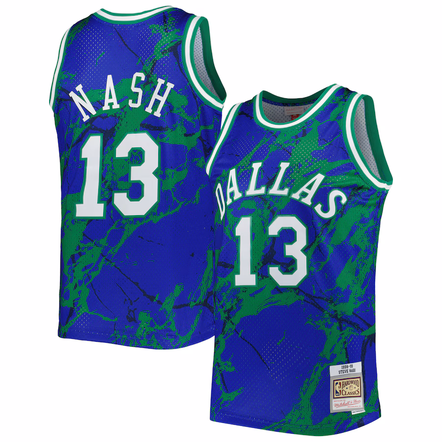 Men's Dallas Mavericks Steve Nash Mitchell & Ness Blue 1998/99 Hardwood Classics Marble Swingman Jersey - Ujersey NHL
