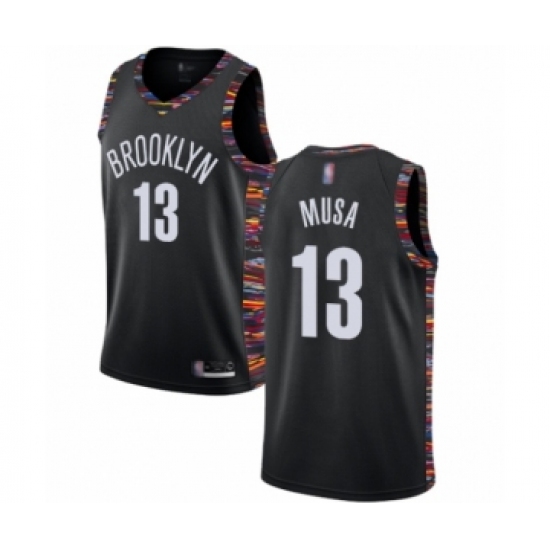 Men's Brooklyn Nets #13 Dzanan Musa Authentic Black Basketball Jersey - 2018 19 City Edition - Ujersey