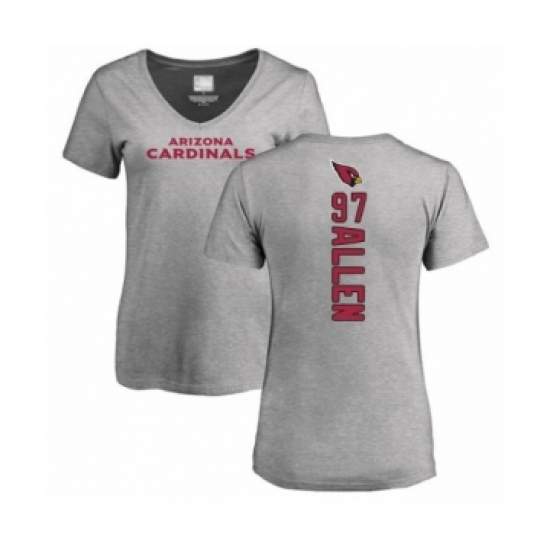 Football Women's Arizona Cardinals #97 Zach Allen Ash Backer V-Neck T-Shirt - Ujersey