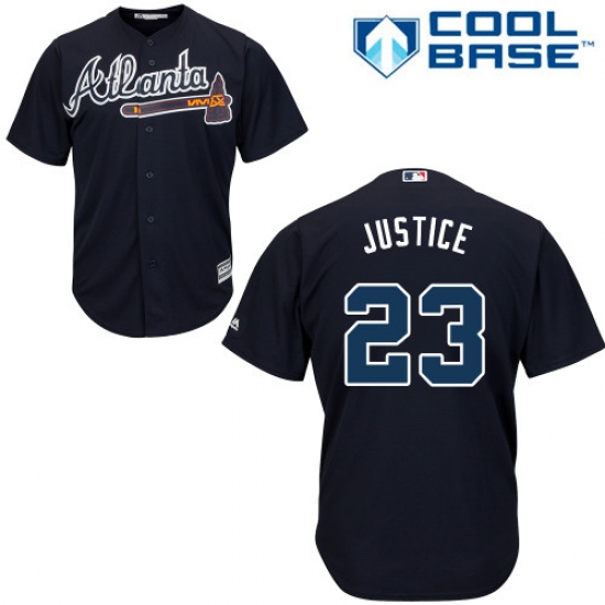 Youth Majestic Atlanta Braves #23 David Justice Authentic Blue Alternate Road Cool Base MLB Jersey - Ujersey