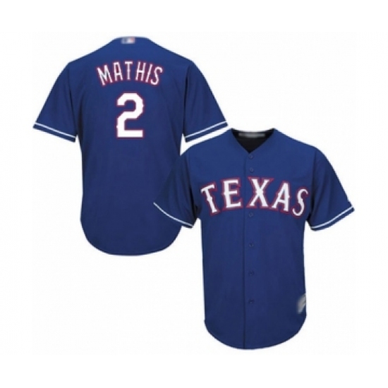 Youth Texas Rangers #2 Jeff Mathis Authentic Royal Blue Alternate 2 Cool Base Baseball Player Jersey - Ujersey