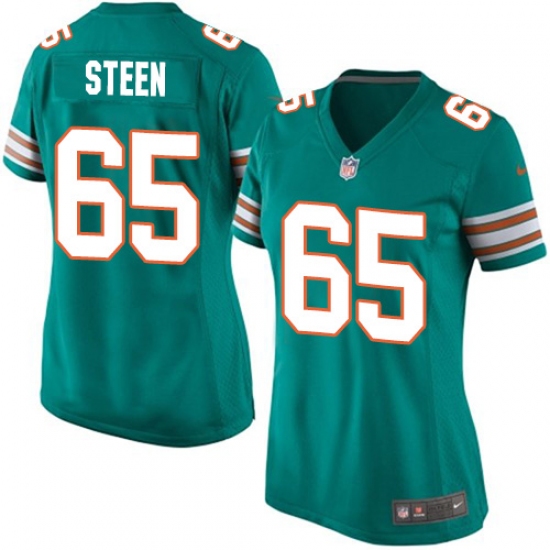 Women's Nike Miami Dolphins #65 Anthony Steen Game Aqua Green Alternate NFL Jersey - Ujersey