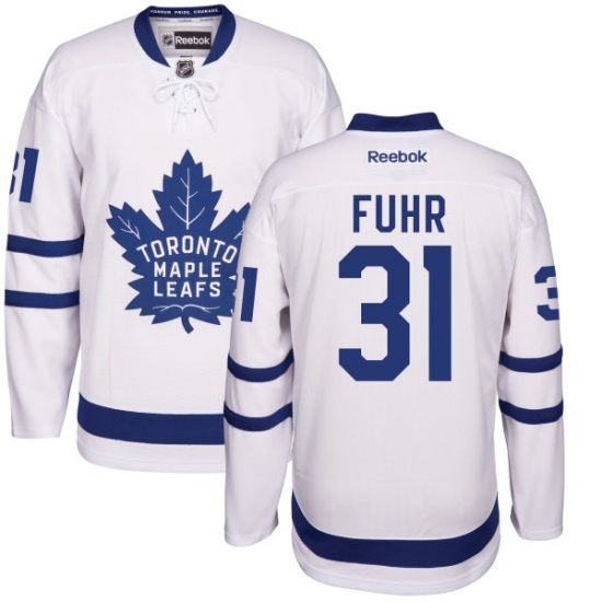 Youth Reebok Toronto Maple Leafs #31 Grant Fuhr Authentic White Away NHL Jersey - Ujersey