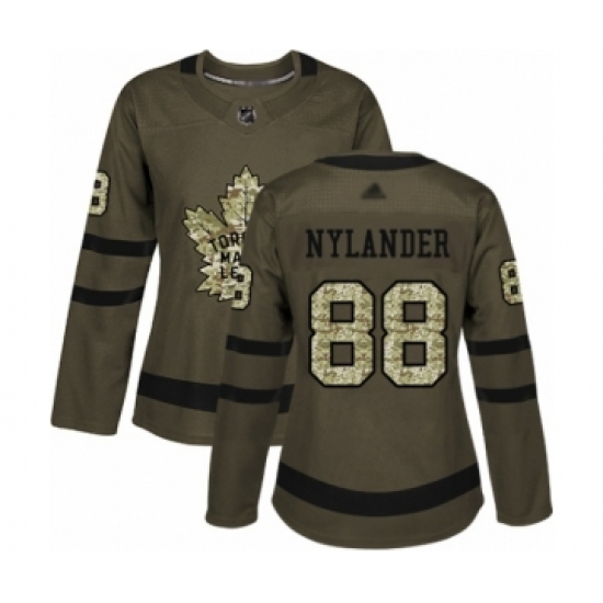 Women's Toronto Maple Leafs #88 William Nylander Authentic Green Salute to Service Hockey Jersey