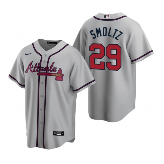 Men's Nike Atlanta Braves #29 John Smoltz Gray Road Stitched Baseball Jersey - Ujersey