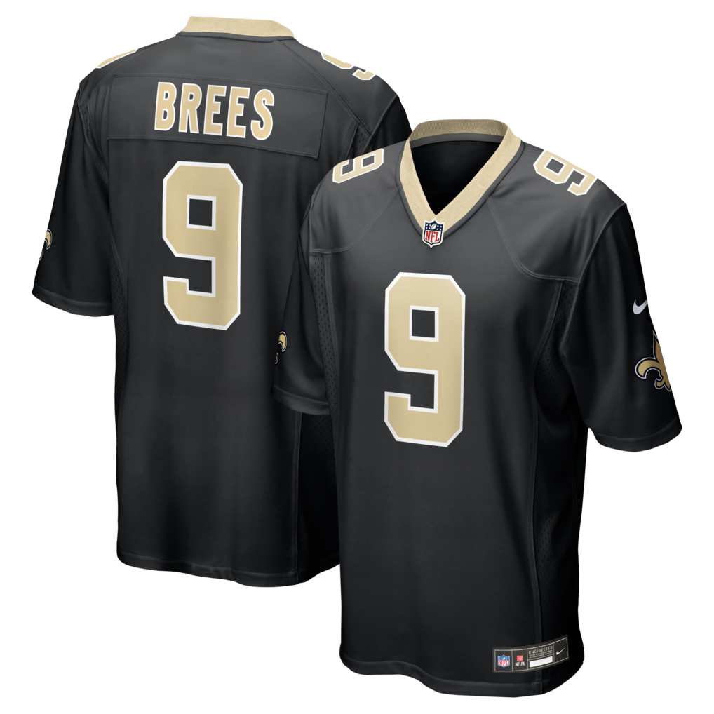 Men's New Orleans Saints Drew Brees Nike Black Team Game Jersey - ujerseystore