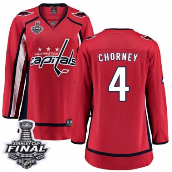 Women's Washington Capitals #4 Taylor Chorney Fanatics Branded Red Home Breakaway 2018 Stanley Cup Final NHL Jersey - Ujersey