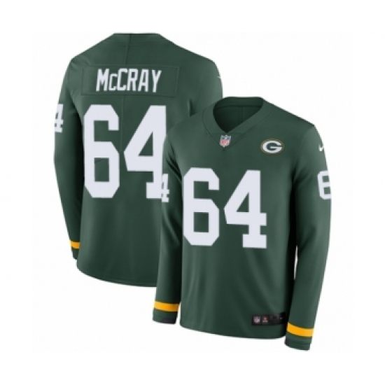 Youth Nike Green Bay Packers #64 Justin McCray Limited Green Therma Long Sleeve NFL Jersey - Ujersey