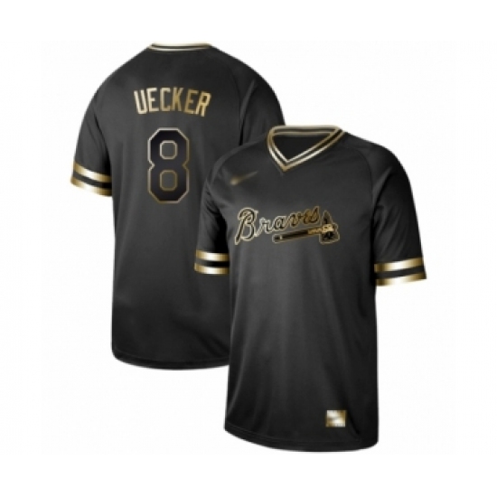Men's Atlanta Braves #8 Bob Uecker Authentic Black Gold Fashion Baseball Jersey - Ujersey