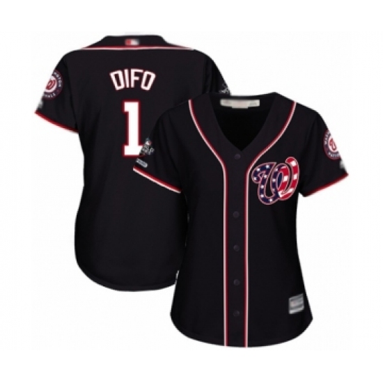 Women's Washington Nationals #1 Wilmer Difo Authentic Navy Blue Alternate 2 Cool Base 2019 World Series Champions Baseball Jersey - Ujersey