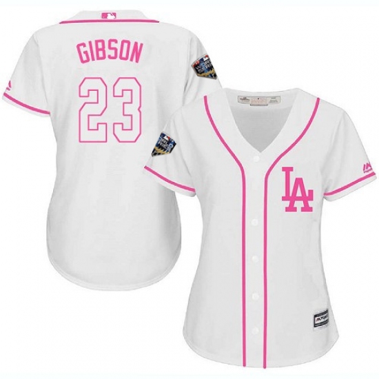 Women's Majestic Los Angeles Dodgers #23 Kirk Gibson Authentic White Fashion Cool Base 2018 World Series MLB Jersey - Ujersey