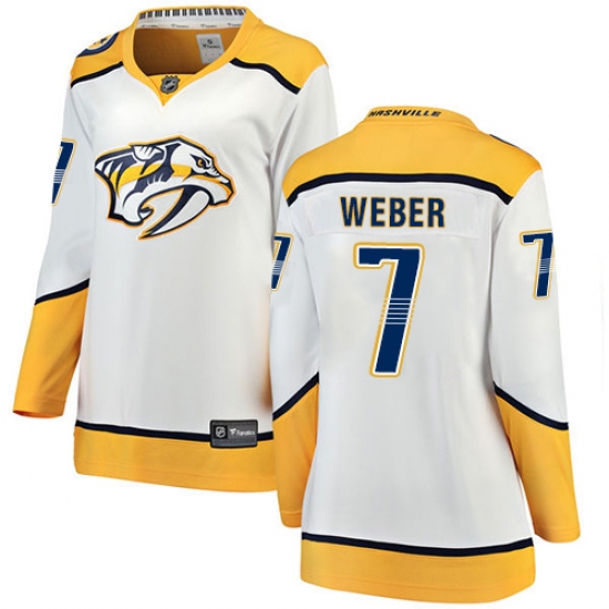 Women's Nashville Predators #7 Yannick Weber Fanatics Branded White Away Breakaway NHL Jersey - Ujersey