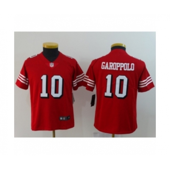 Youth San Francisco 49ers #10 Jimmy Garoppolo Limited Red Rush Vapor Untouchable Football Jerseys - Ujersey