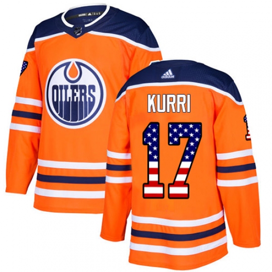 Men's Adidas Edmonton Oilers #17 Jari Kurri Authentic Orange USA Flag Fashion NHL Jersey - Ujersey