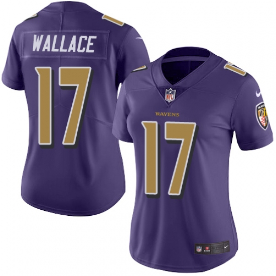 Women's Nike Baltimore Ravens #17 Mike Wallace Limited Purple Rush Vapor Untouchable NFL Jersey - Ujersey