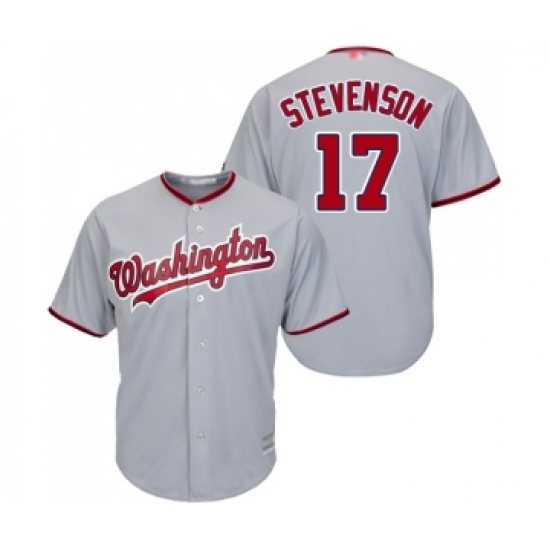 Men's Washington Nationals #17 Andrew Stevenson Replica Grey Road Cool Base Baseball Jersey - Ujersey