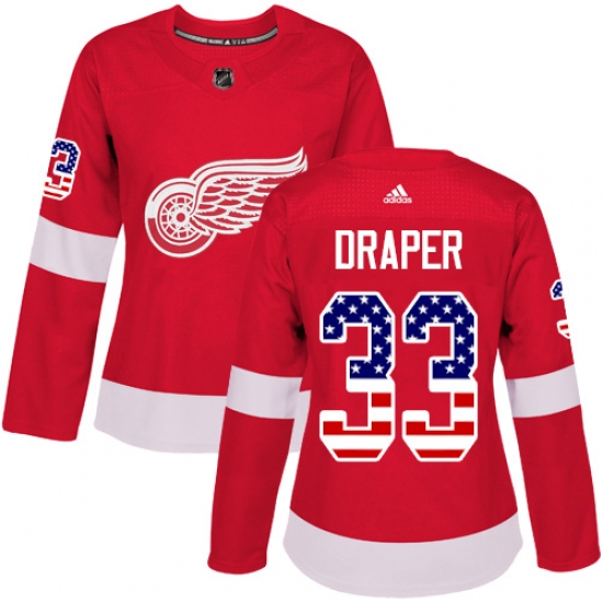 Women's Adidas Detroit Red Wings #33 Kris Draper Authentic Red USA Flag Fashion NHL Jersey - Ujersey