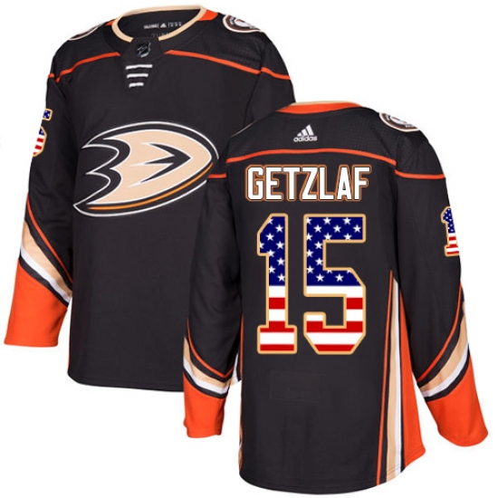 Men's Adidas Anaheim Ducks #15 Ryan Getzlaf Authentic Black USA Flag Fashion NHL Jersey - Ujersey