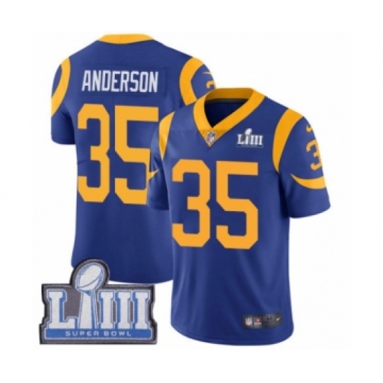 Men's Nike Los Angeles Rams #35 C.J. Anderson Royal Blue Alternate Vapor Untouchable Limited Player Super Bowl LIII Bound NFL Jersey - Ujersey