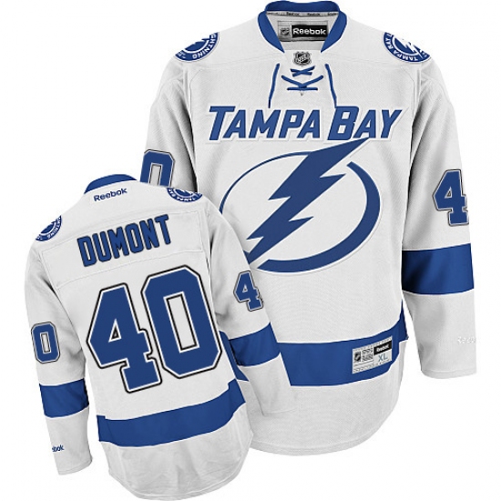 Men's Reebok Tampa Bay Lightning #40 Gabriel Dumont Authentic White Away NHL Jersey - Ujersey