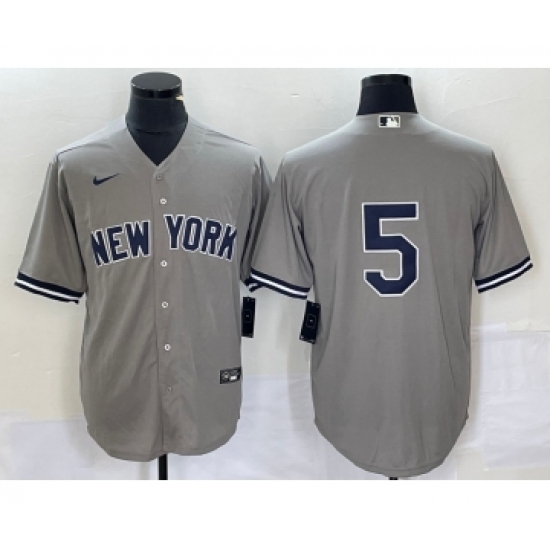 Men's Nike New York Yankees #5 Joe DiMaggio Grey Cool Base Stitched Baseball Jersey - Ujersey
