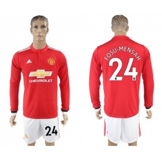 Manchester United #24 Fosu-Mensah Red Home Long Sleeves Soccer Club Jersey
