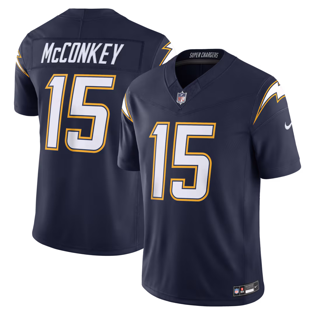 Men's Los Angeles Chargers Ladd McConkey Nike Navy Alternate Super Chargers Vapor F.U.S.E. Stitched Limited Jersey