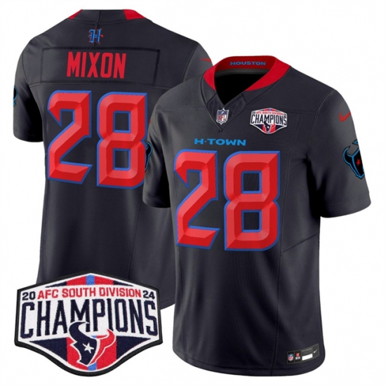 Men's Houston Texans #28 Joe Mixon Navy 2nd Alternate F.U.S.E. 2024 AFC South Division Champions Vapor Limited Stitched Football Jersey - Ujersey
