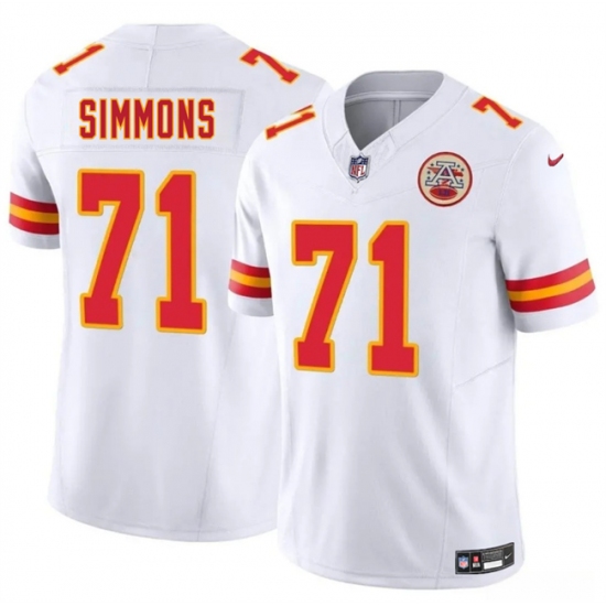 Men’s Kansas City Chiefs #71 Josh Simmons White 2025 Draft F.U.S.E. Vapor Untouchable Limited Football Stitched Jersey - Ujersey