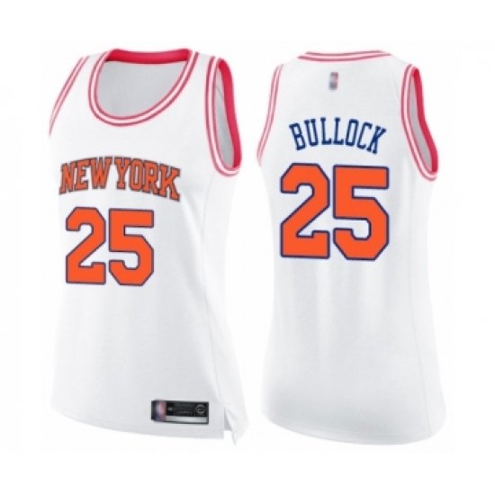 Women's New York Knicks #25 Reggie Bullock Swingman White Pink Fashion Basketball Jersey - Ujersey