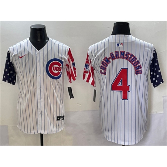 Men's Chicago Cubs #4 Pete Crow-Armstrong White Pinstripe 2025 Independence Day Vapor Premier Limited Stitched Baseball Jersey - Ujersey