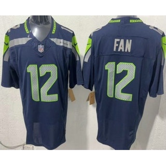 Men's Seattle Seahawks #12 Fan Limited Navy FUSE Vapor Jersey - Ujersey