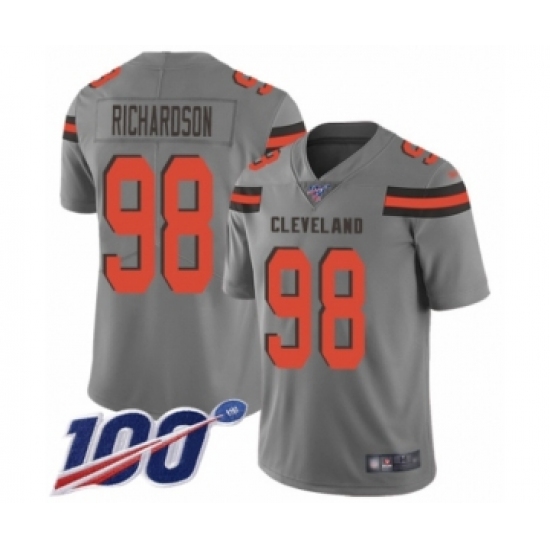 Men's Cleveland Browns #98 Sheldon Richardson Limited Gray Inverted Legend 100th Season Football Jersey - Ujersey