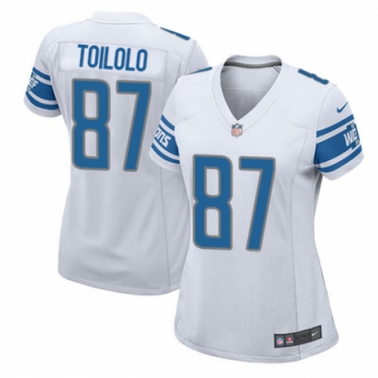 Women's Nike Detroit Lions #87 Levine Toilolo Game White NFL Jersey - Ujersey