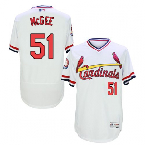 Men's Majestic St. Louis Cardinals #51 Willie McGee White Flexbase Authentic Collection Cooperstown MLB Jersey - Ujersey