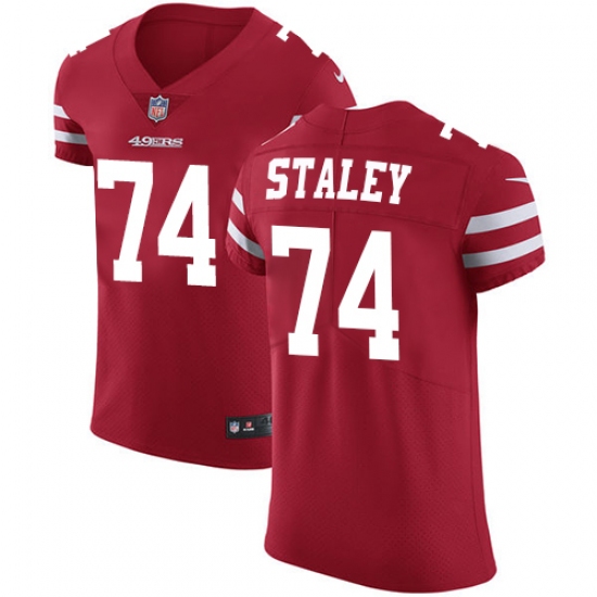 Men's Nike San Francisco 49ers #74 Joe Staley Red Team Color Vapor Untouchable Elite Player NFL Jersey - Ujersey