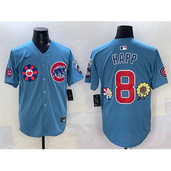 Men's Chicago Cubs #8 Ian Happ Blue 2025 Tokyo Series 2nd Alternate Limited Stitched Baseball Jersey - Ujersey