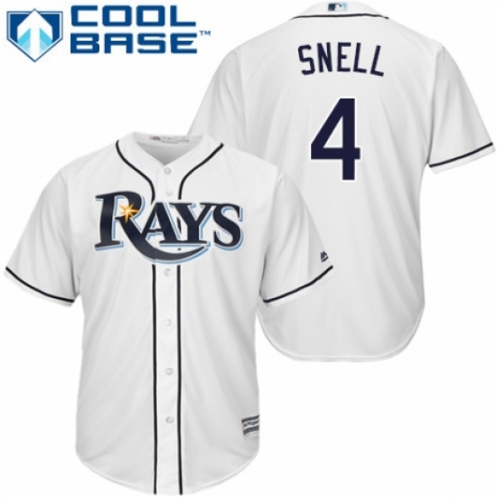 Men's Majestic Tampa Bay Rays #4 Blake Snell Replica White Home Cool Base MLB Jersey - Ujersey