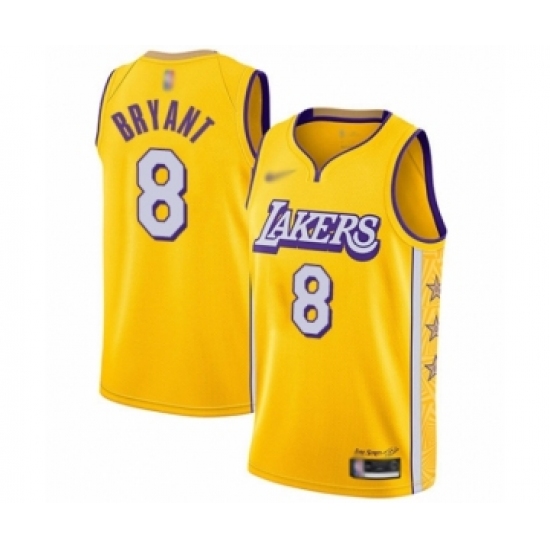 Women's Los Angeles Lakers #8 Kobe Bryant Swingman Gold Basketball Jersey - 2019 20 City Edition - Ujersey