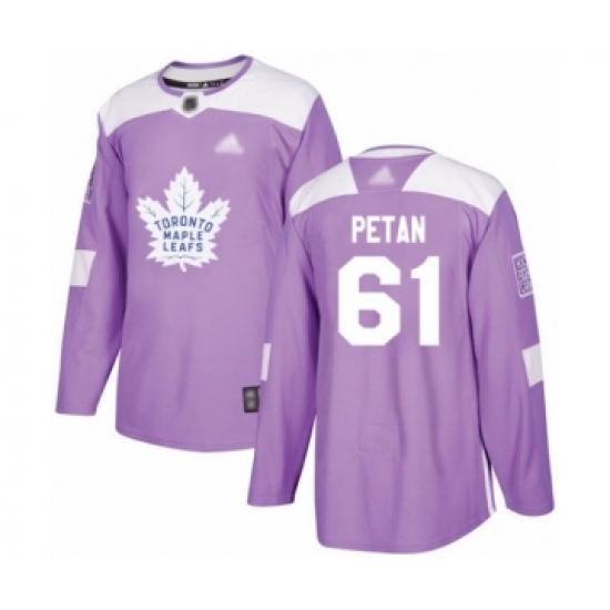 Men's Toronto Maple Leafs #61 Nic Petan Authentic Purple Fights Cancer Practice Hockey Jersey - Ujersey