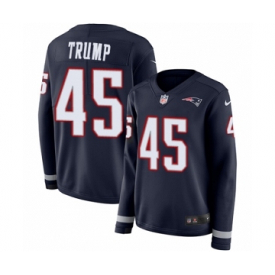 Women's Nike New England Patriots #45 Donald Trump Limited Navy Blue Therma Long Sleeve NFL Jersey - Ujersey